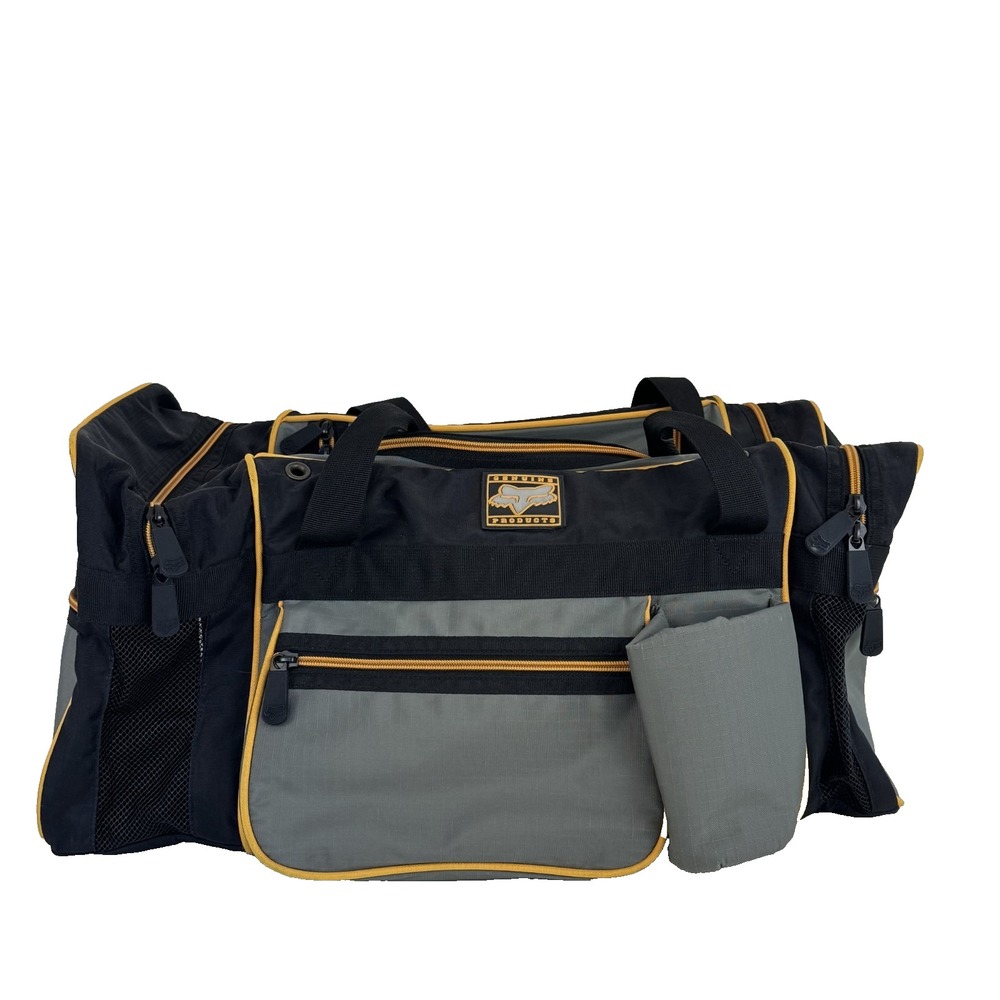 Fox Racing Gear Bag Moto Motocross‎ Duffle Black Yellow Handle Travel Luggage